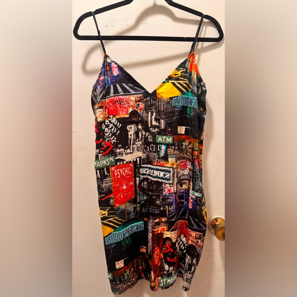 Nicole Miller Multicolor Graphic Print slip Dress